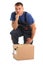 Specialist courier delivery service carries boxes with parcels