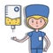 Specialist doctor with element transfusion