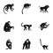 Species of monkey icon set, simple style