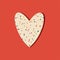 Speckled heart digital illustration on red background