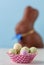 Specled easter eggs with bunny