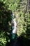 The spectacle waterfall view from suspension bridge in Lynn canyon park,