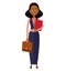 Spectacled African american business woman flat cartoon vector i