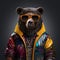 Spectacled Bear In Hip-hop Attire: Photorealistic Portrait With 3d Technology