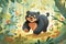 spectacled bear wandering through a dense forest