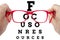 Spectacles focusing on resources eye chart test
