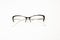 Spectacles isolated on a white background, forging glasses lenses in a white frame, women`s and men`s accessories. Optics  look go