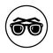 Spectacles, sunglasses, shades icon. Black vector design