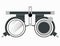Spectacles used for eyesight tests. Optometrist trial frame glasses for vision checkup. Vector illustration on white