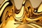 Spectacular abstract glistening golden solid liquid waves like liquid gold or solid yellow water. Digital 3D illustration