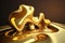 Spectacular abstract glistening golden solid liquid waves like liquid gold or solid yellow water. Digital 3D illustration