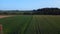 Spectacular aerial view drone austria hunting Box field road sunset Europe