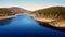 Spectacular aerial view of the Oker Dam in the forest of the Harz mountains in Lower Saxony, Germany.