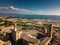 Spectacular aerial view of the old town of Volterra