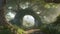 Spectacular archway covered with vine in the middle of fantasy fairy tale forest. AI Generative