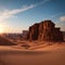 Spectacular and astonish mirrored building in Madain Saleh in Al Ula Saudi Arabia made with Generative AI