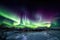 spectacular aurora borealis and australis showing off their full splendour above snow-covered landscape
