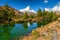 Spectacular autumn alpine landscape with Grindjisee lake,Zermatt,Switzerland,Europe