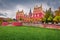 Spectacular autumn view of Muskau castle.