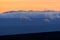 Spectacular blue layered mountain ranges silhouettes. Sunset landscape in Iceland.