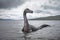 Spectacular capture of the Loch Ness Monster in a lake in Scotland