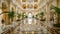 Spectacular chandelier illuminating the majestic interior of a spacious and opulent building, Extravagant palaces in the heart of