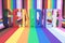Spectacular colorful 3D rendering with the colors of the LGBTQ gay pride flag with the word gender