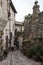 Spectacular colorful traditional italian medieval alley in the historic center of beautiful little town of Spello Perugia