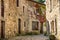 Spectacular colorful traditional stone french houses in Perouges, France