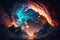 Spectacular colourful cloudy outer space scene