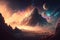 Spectacular colourful cloudy outer space scene