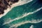 Spectacular drone photo, top view of seascape ocean wave crashing rocky cliff.