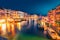 Spectacular evening scene of famous Canal Grande. Splendid summer view from Rialto Bridge of Venice, Italy, Europe. Beautiful even