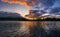 Spectacular, fairytale sunrise over the mountain lake Strbske Pl