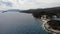 Spectacular footage of flying over picturesque fishing village.