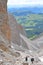 The spectacular Forcella del Sassolungo pass at the top of the Forcella Sassolungo cable car, surrounded by Sassolungo and Sassopi