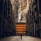 Spectacular Futuristic Digital Art: Person Walking In Monolithic Mountain Hallway