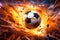 Spectacular Futuristic soccer fire ball. Generate Ai
