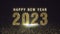 Spectacular Happy New Year 2023 golden glow particle loop animation with bokeh