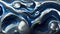 Spectacular high-quality abstract background of a whirlpool of dark blue and white. Mable with liquid texture like turbulent waves