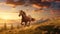 Spectacular Horse Running Down Hill With Richly Colored Skies