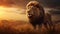 Spectacular Hyper-realistic Lion In Vibrant Sunset Grassland