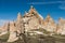 Spectacular karst Landform with limestones in the Goreme of Nevsehir, Cappadocia, Turkey