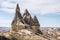 Spectacular karst Landform with limestones in the Goreme of Nevsehir, Cappadocia, Turkey