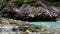 Spectacular landscape in a Dolomite stream with turquoise water