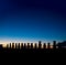 Spectacular moai platform silhouette at dawn