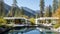 Spectacular modern white house featuring a tranquil pool in the midst of majestic mountain ranges