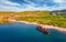 Spectacular morning view of Valtaki beach with Dimitrios Shipwreck