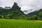Spectacular Mountain behind Rice Field, Lao Nature on the way to the north. Beautiful mountain and forest
