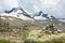 Spectacular mountain landscape with clouds starting to cover the sky.